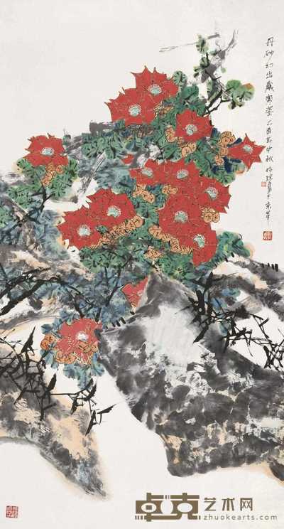 郭怡孮 2005年作 花卉 镜心 180×98cm